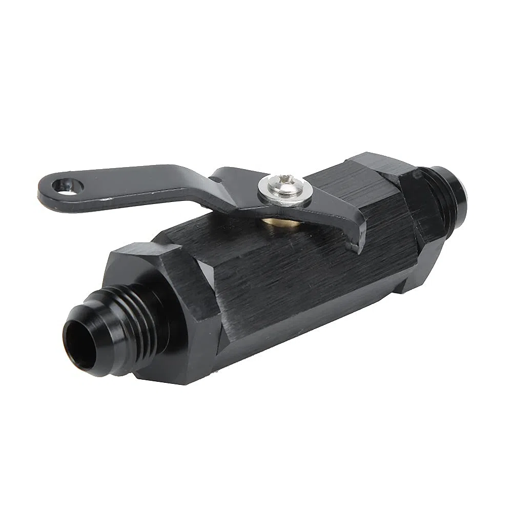 Male Shut Off Valve Fuel Fitting , Shut Off Valve , Fuel Check Valve CNC Y972 6AN Fit for AN6 Fuel Pipe , for Aluminum Alloy Car Refitting (Black)