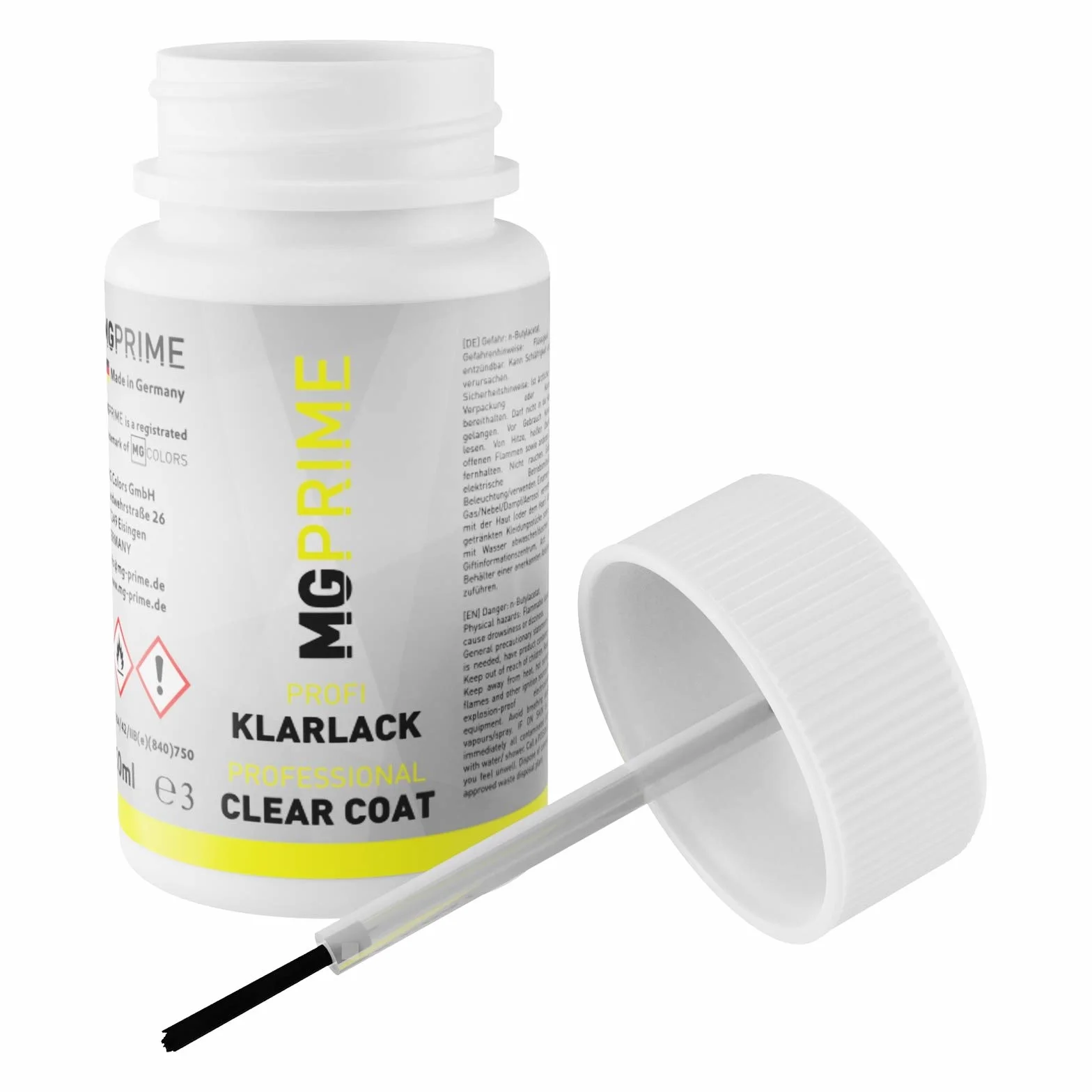 MG PRIME Pintura automotriz Set de lápices de retoque para Seat S9R / 2Y Blanco Nevada Pearl/Glacial White Metallic Pintura de fondo/base pintura transparente, 50 ml cada uno