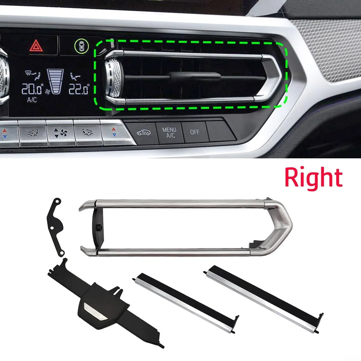 Zoegneer Kit de reparación de rejilla de salida de aire frontal, clip central de ventilación de aire acondicionado para BMW Serie 1 F40 2020-2022 Serie 2 F44 Serie 3 para G20 G28 OE 64119855415