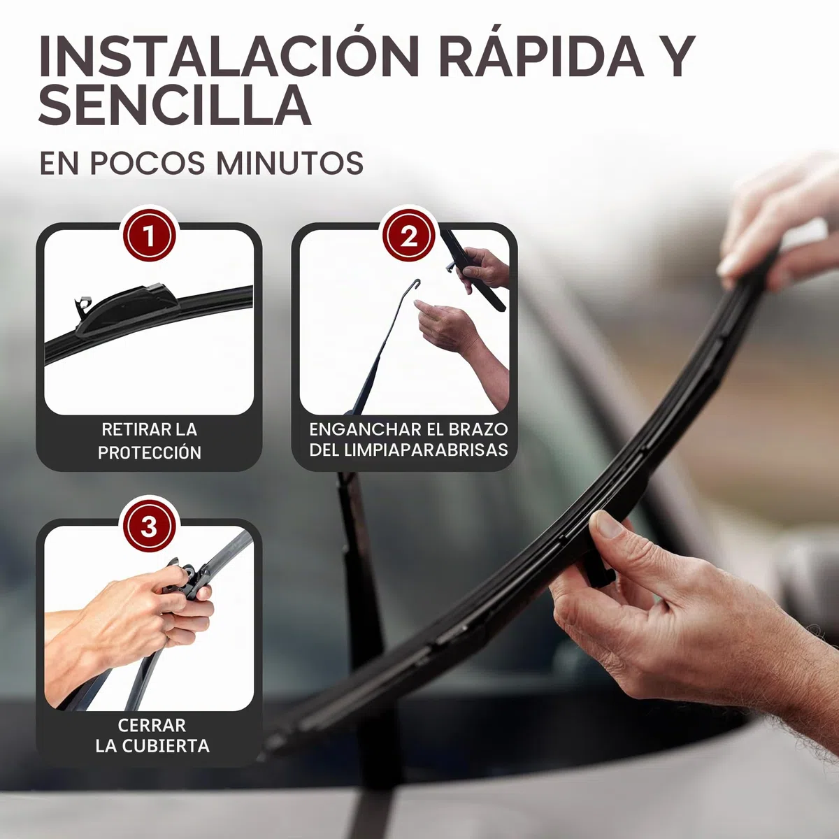 Recambo Limpiaparabrisas delantero y trasero compatible con Ford C-Max | año de fabricación 2007 2010 (juego de 3: 475 mm/650 mm/300 mm)