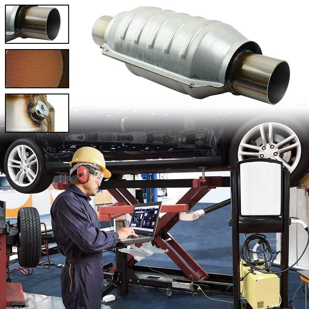 Convertidor Catalítico Universal con Entrada/Salida, con Conexión O2 y Escudo Térmico 53004 Convertidor Catalítico para Automóvil de Acero Inoxidable