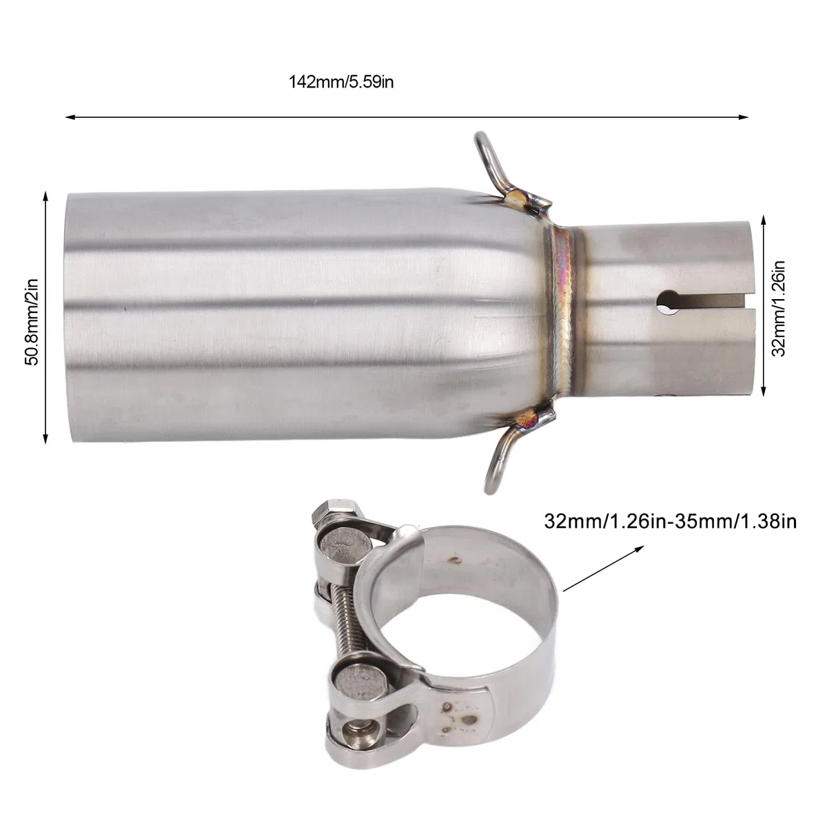 Conector de Adaptador de Enlace de Motocicleta de Tubo de Escape Medio de Motocicleta, Reemplazo Adecuado para Beverly 125, 300, MP3 250, 300 LT, X10 125 Tube Mid Refitting