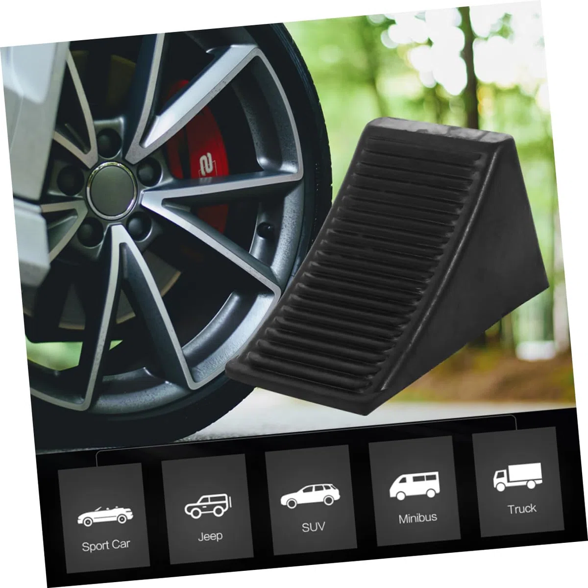 2 Piezas Cuñas De Rueda De Goma Antideslizantes para Remolques Y VehíCulos Recreativos Estabilizadores PortáTiles De Ruedas para Camiones ATV Y Caravanas 6.29X3.66X3.54In