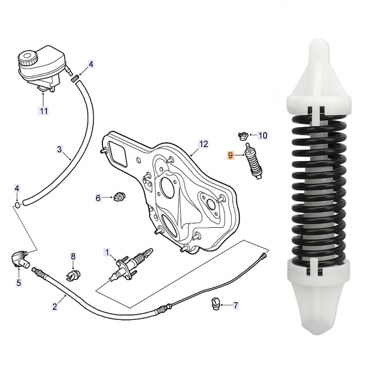 Kit de Reparación de Resorte de Retorno del Pedal de Embrague 2PCS 9191365 Reemplazo Genuino de Alto Grado para Vauhall Opel Signum 2003 a 2008 Accesorio de Reparación