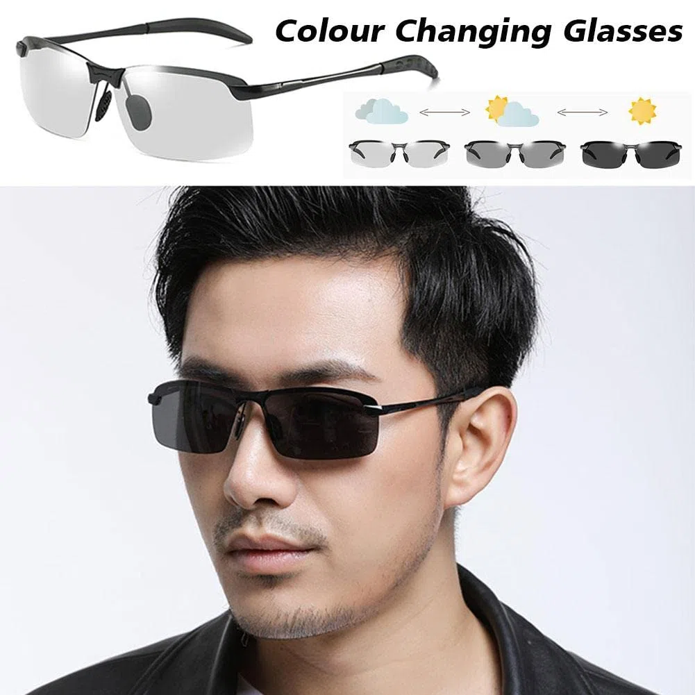 Gafas de sol fotocromáticas para hombre, gafas de pesca y conducción, polarizadas, antirreflejos, cambio S2o6