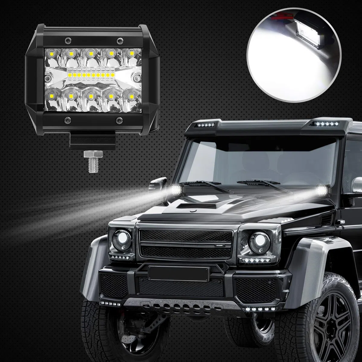 AUXTINGS 2 Piezas 10 cm 120w Triple Fila 8d Barra LED de la Barra de luz LED Spot Combo Beam CC 12V-24V 6000K para vehículos Offroad 4x4 ATV UTVS