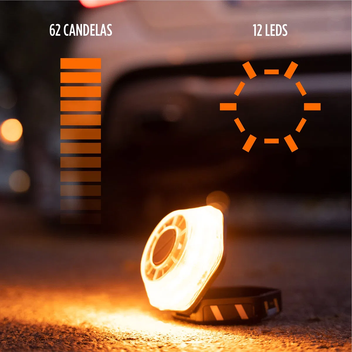 KSIX Luz de Emergencia V16 sin GPS para Coche y Moto con Linterna Led. Baliza de Señalización Luminosa Autónoma en Carretera con Base Magnética y Gancho Multiusos