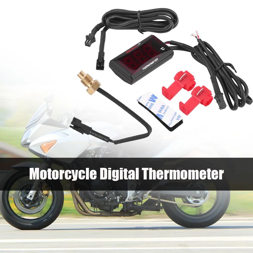 Yctze para reloj de temperatura para moto marcador de temperatura moto Termómetro de motocicleta, termómetro digital universal para motocicleta, medidor de temperatura del agua, medidor de temperatu