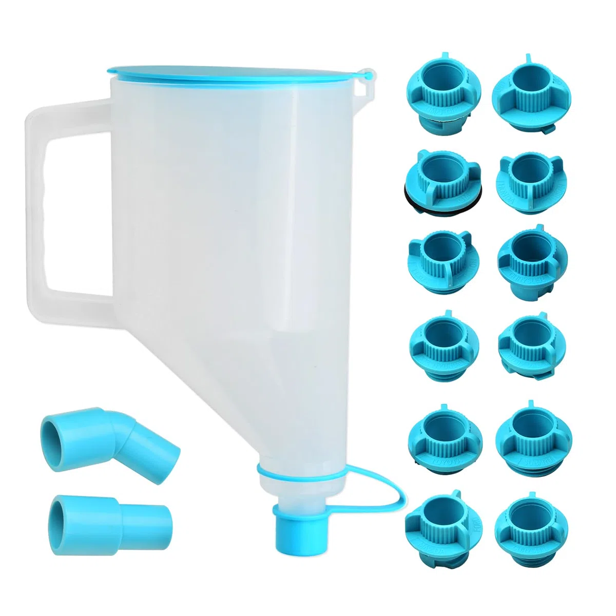 Juego de embudo de aceite de 15 piezas | Juego de embudo de aceite de motor a prueba de fugas para coche con 14 adaptadores para facilitar el llenado, manejo con una sola mano