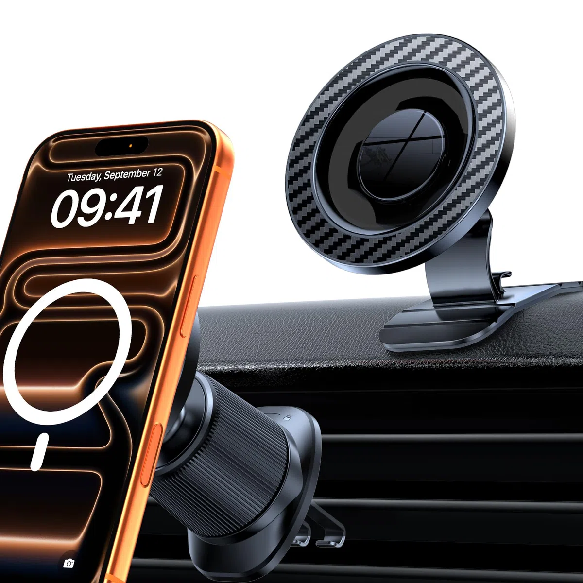 Miracase Magsafe - Soporte magnético para coche, gancho de acero mejorado e imanes fuertes, 2 en 1, para rejilla de ventilación y salpicadero, soporte de teléfono móvil para iPhone 17 Pro MAX 16/15/14