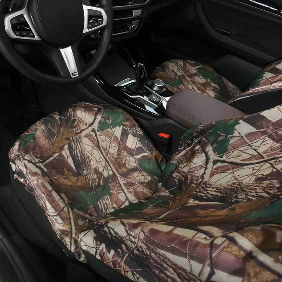 TOYOUN Fundas Asientos Coche Universal Delantero | Juego de Protector Asiento Coche Impermeables de 2 plazas | Fundas para Asiento de Respaldo Alto | Camuflaje Clásico, Montaje Sencillo |