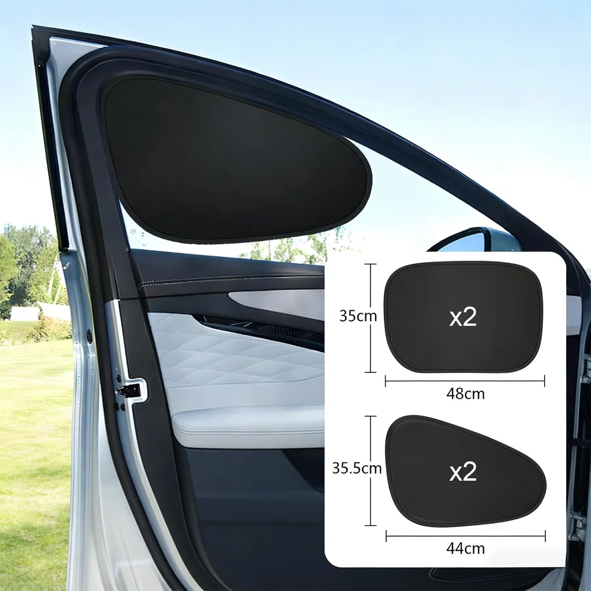 Paquete de 4 parasoles para ventana de coche, máxima protección solar para ventanas laterales, viseras solares estáticas para niños y bebés, bloqueador UV para ventanas laterales delanteras y