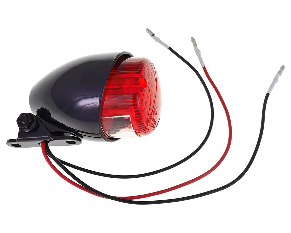 Piloto trasero/freno mini negro homologado compatible con chopper, moto custom