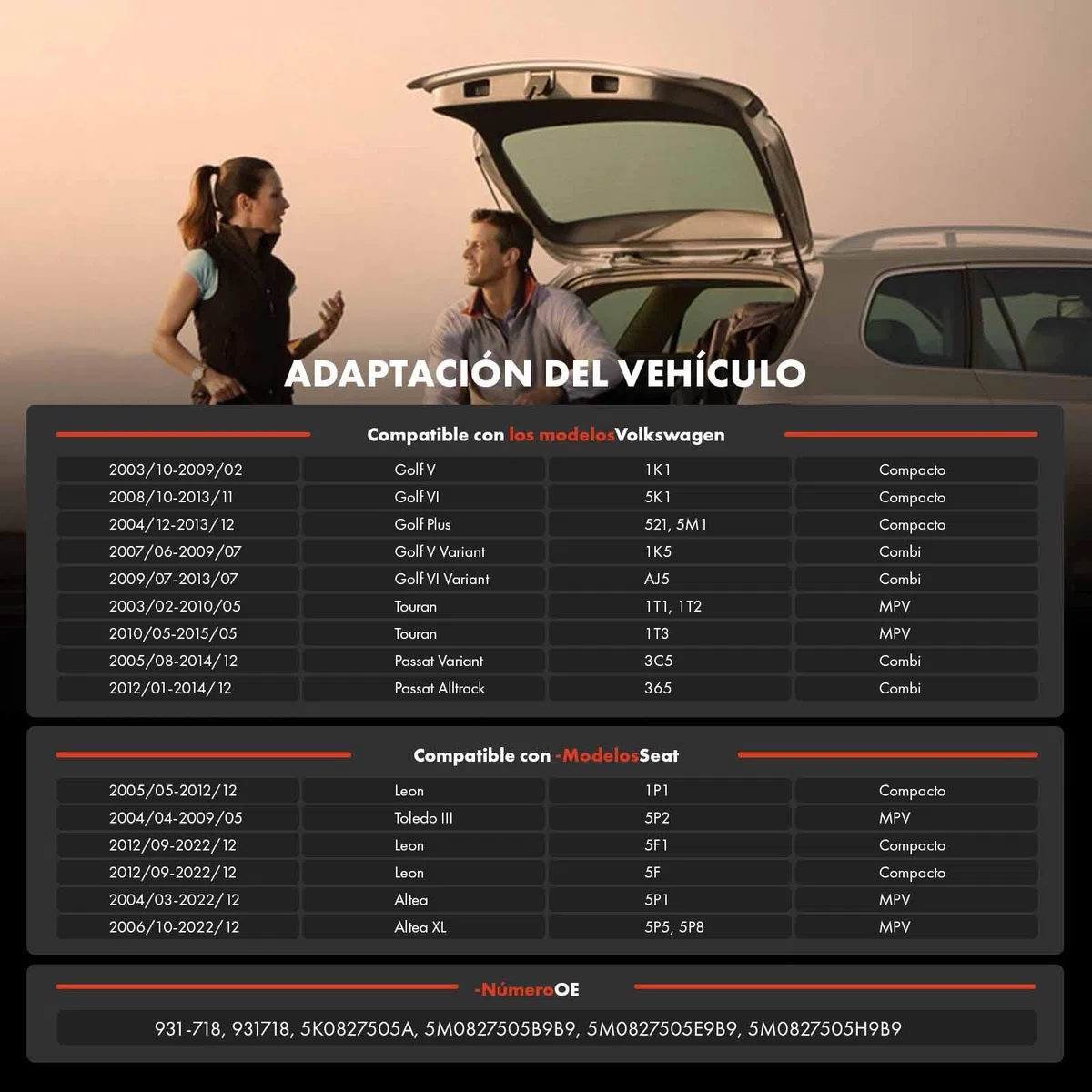 Frankberg Cerradura de Puerta Trasera Maletero de 4 Polos Compatibles con Golf V Golf VI Golf Plus T.o.r.a.n P.a.s.s.a.t. Leon Toledo III Altea Replace # 1K6827505E 5K0827505A