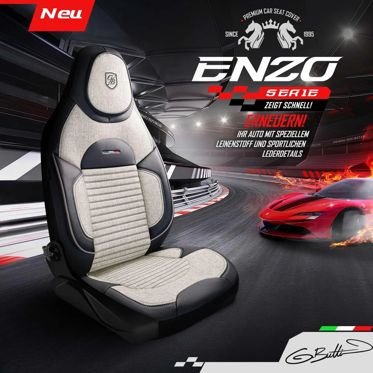 Fundas de Asiento Camper en Lino, compatibles Fiat Ducato, Citroën Jumper, Peugeot Boxer, Asientos Delanteros Conductor & acompañante, Camper & Caravana, Arena-Negro