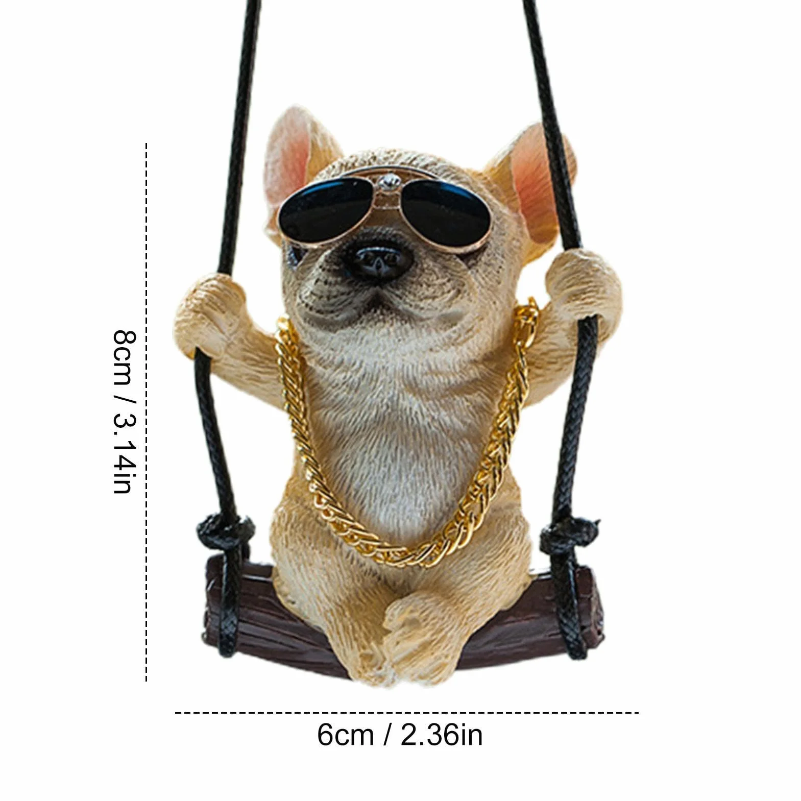 Adorno Colgante de Coche oscilante, Estatua de Bulldog francés de Resina, Bonito Colgante de Coche de Perro, decoración Interior para Hombres y Mujeres, Espejo retrovisor, Accesorio de Mochila, Dije