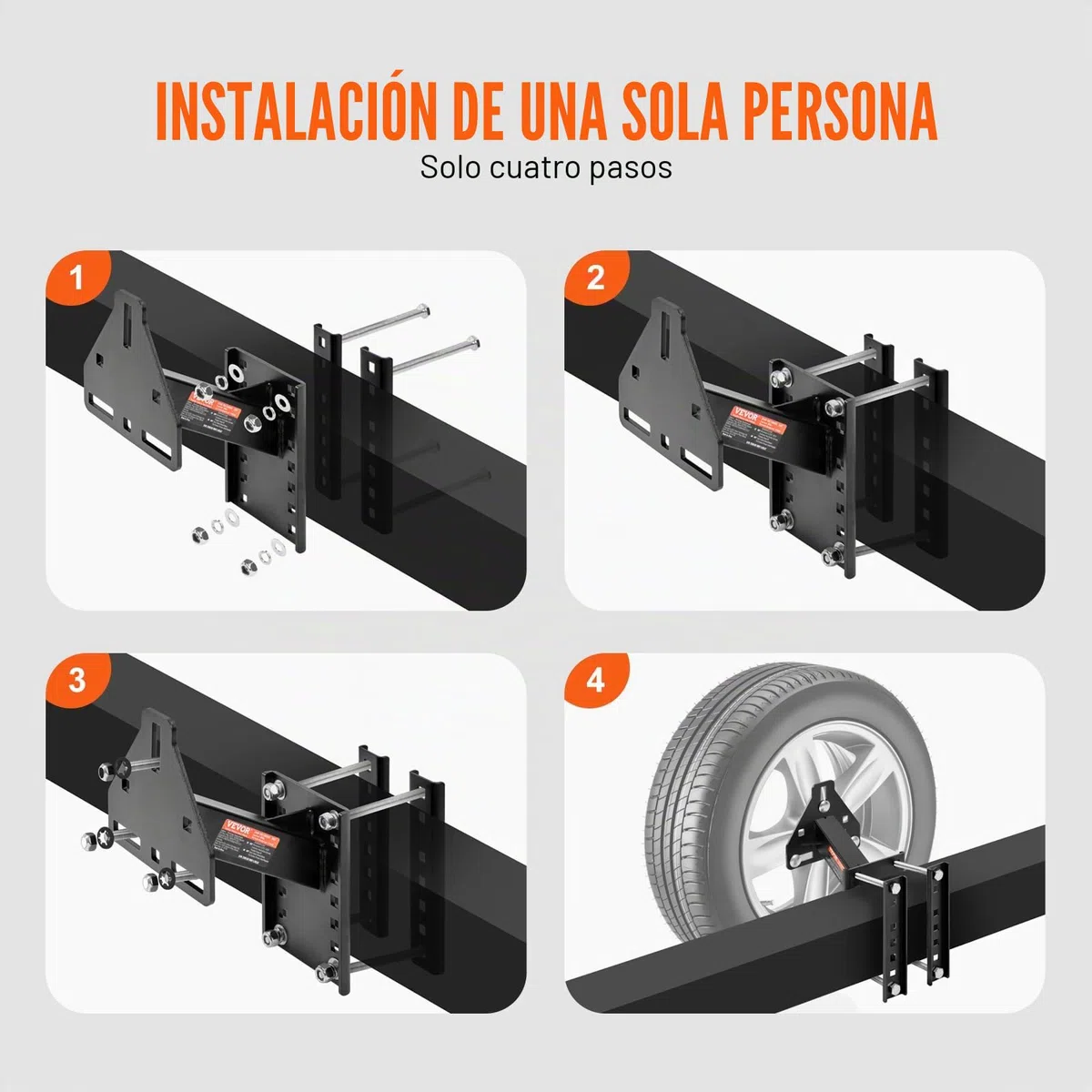VEVOR Porta Llantas de Repuesto Soporte para Llantas de Repuesto para Remolque Capacidad de 73 kg Se Adapta a Ruedas de 4, 5, 6 y 8, Patrones de Pernos compatible con varios modelos de remolque