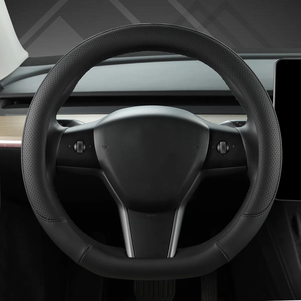 GIANT PANDA Funda Volante Coche para Tesla Model 3 / Tesla Model Y, Forma D, Color Negro