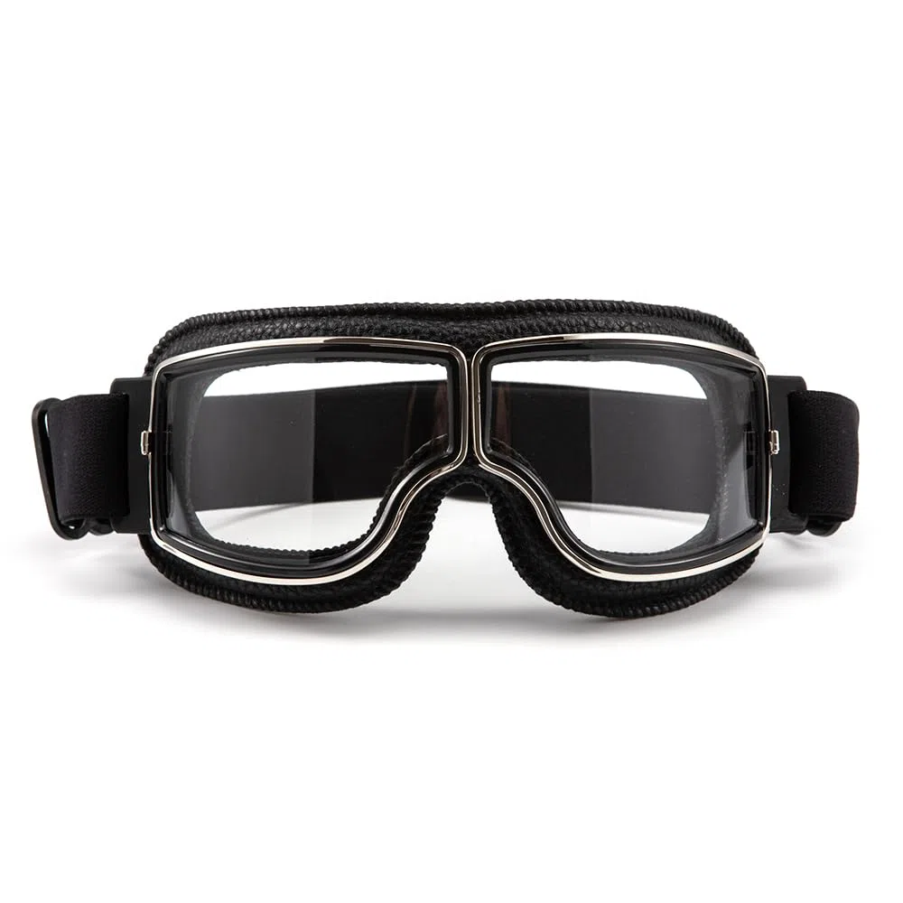Gafas de moto vintage aviador retro plegables de cuero PU resistentes al viento para hombres y mujeres