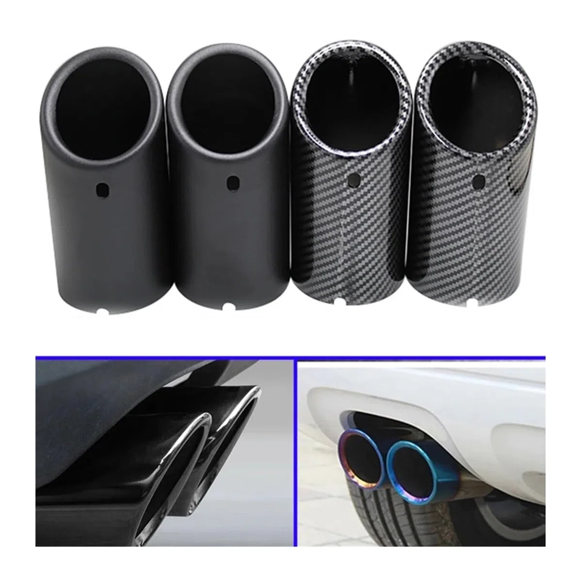 Para BMW F30 2013-2018 E92 E90 Serie 3 GT 325i 328i 70 Mm Cubierta De Punta Silenciador Escape Coche Accesorios Acero Inoxidable Tubo de escape(2pcs Silver)