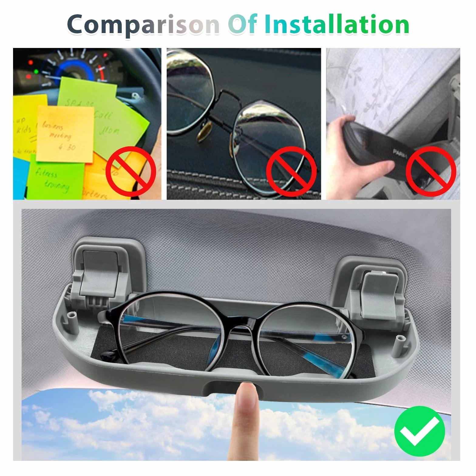 GAFAT Compatible con Peugeot 3008 5008 2016-2025 2026 Soporte para Gafas de Sol, Nuevo e3008 3 III GT Allure Caja de Almacenamiento Organizador, E-3008 e-5008 Accesorios [OEM Original] (Gris)