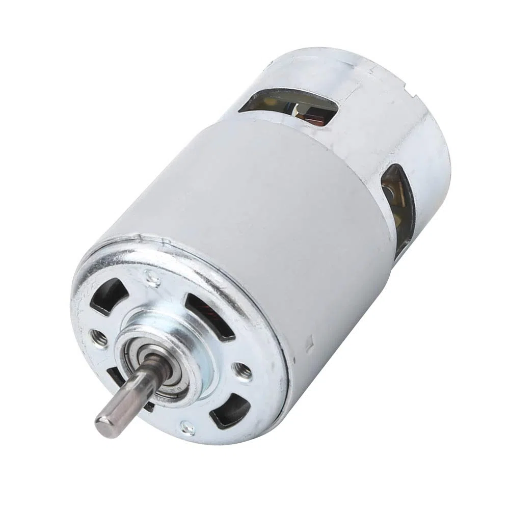 Motor de rodamiento de bolas, motor grande estable de CC 12-24 V, tornillo de alta velocidad doble para velocidad de alta revolución, diámetro del eje delantero y trasero d