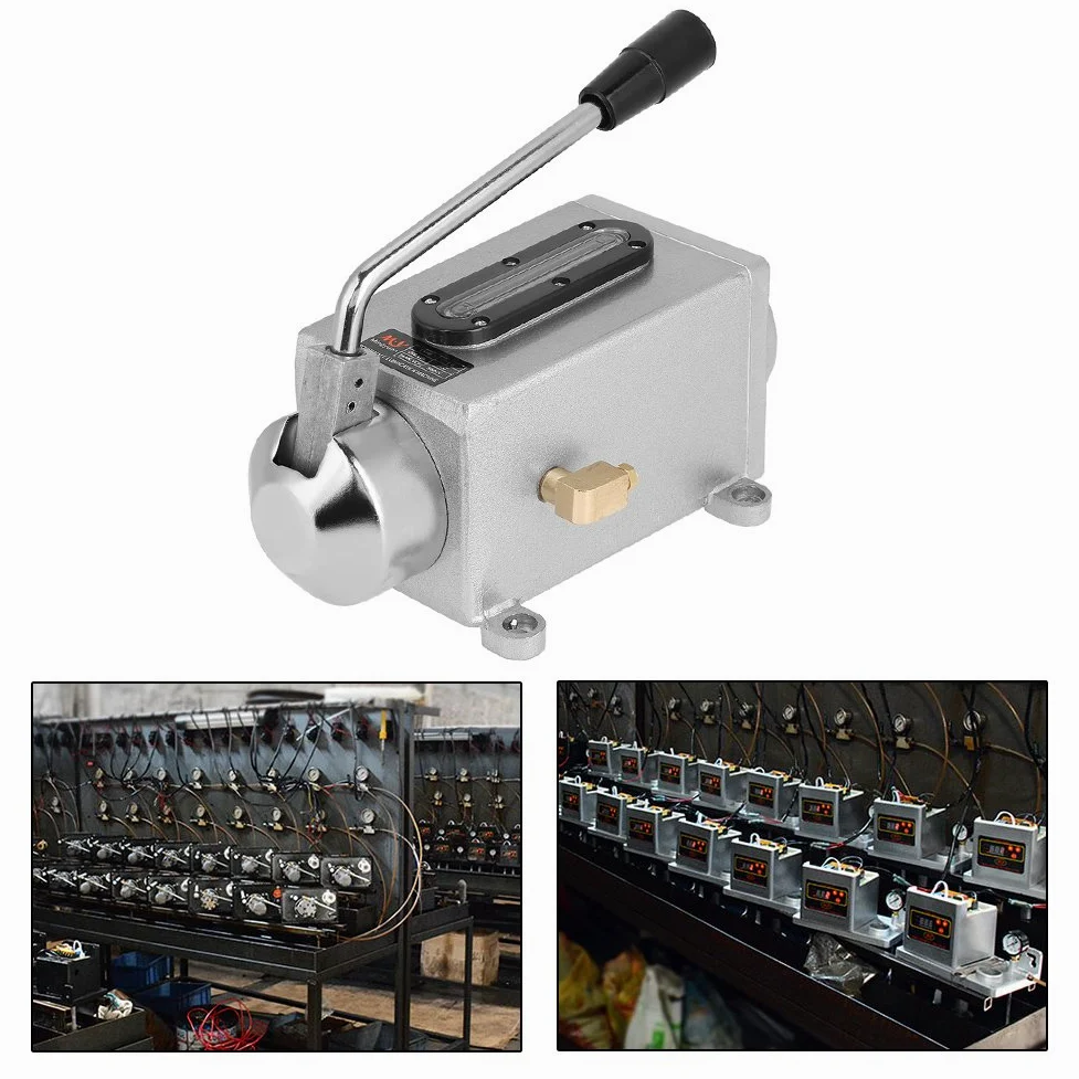 Oumefar Bomba de Aceite lubricante Y-8 Puerto de Salida Doble Bomba Manual Lubricación Manual con Base de Nylon 500CC