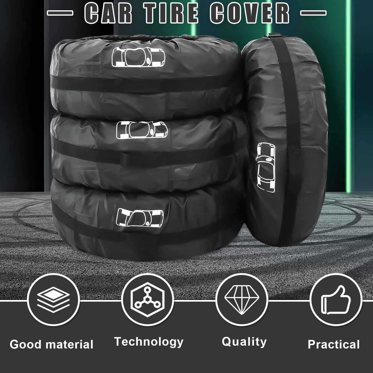 4 piezas de juego de fundas para neumáticos: 19-23 pulgadas Funda impermeable para neumáticos, funda lavable para neumáticos, funda para neumáticos, funda para ruedas, cubierta para rueda de repuesto