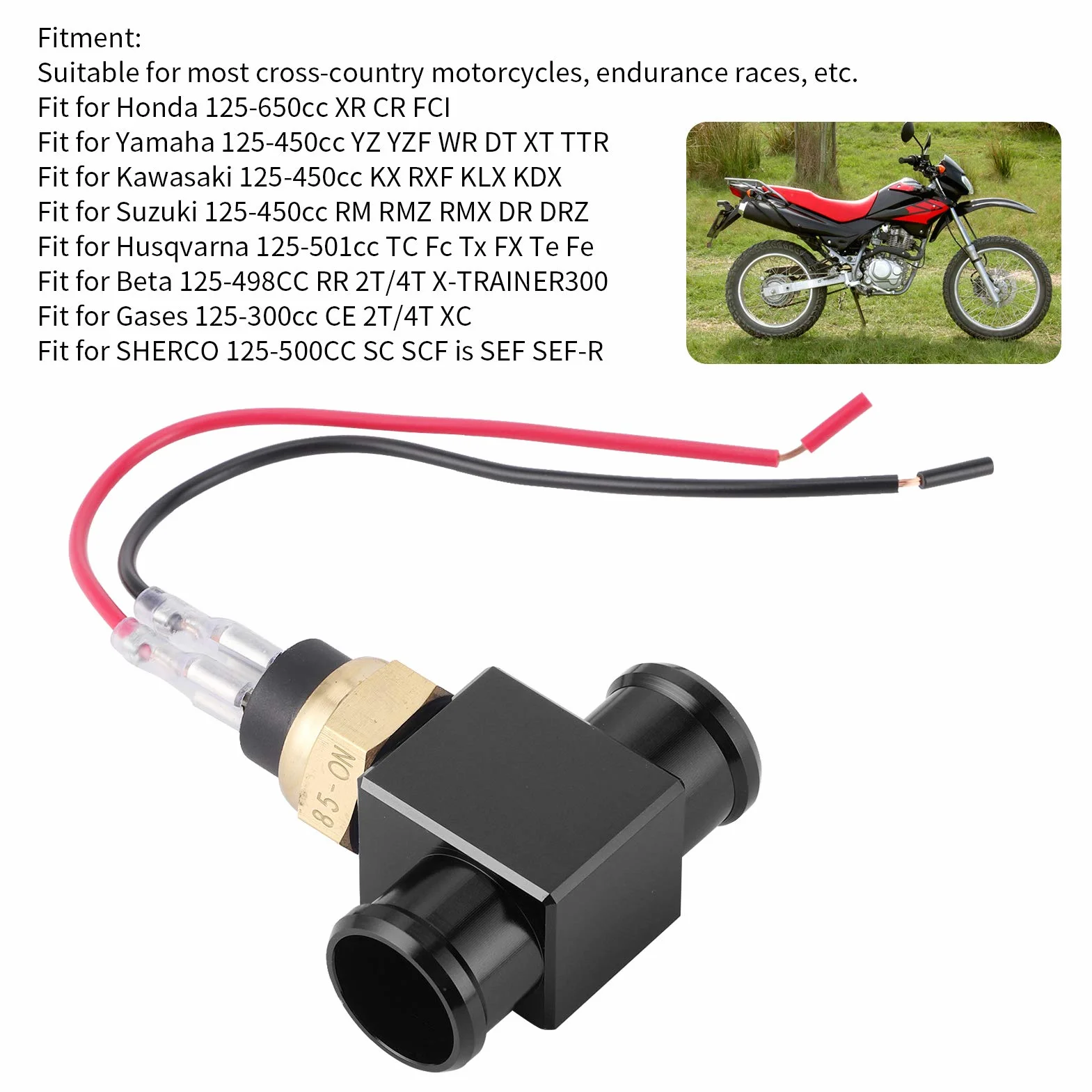 Interruptor de temperatura del agua para ventilador de radiador, kit de termostato para moto ATV, sensor de temperatura de refrigerante, conexión plug and play