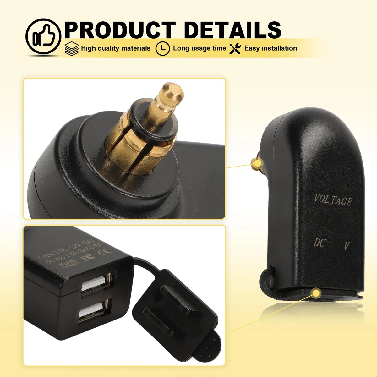 Adaptador Cargador Motocicleta USB Puertos, para Modelos BMW F800gs, F650gs Y F700gs Conector Carga Rápida Adaptador Toma Tapa Goma Impermeable, 12-24 V CC, 2.4 A, para F1200gs RT