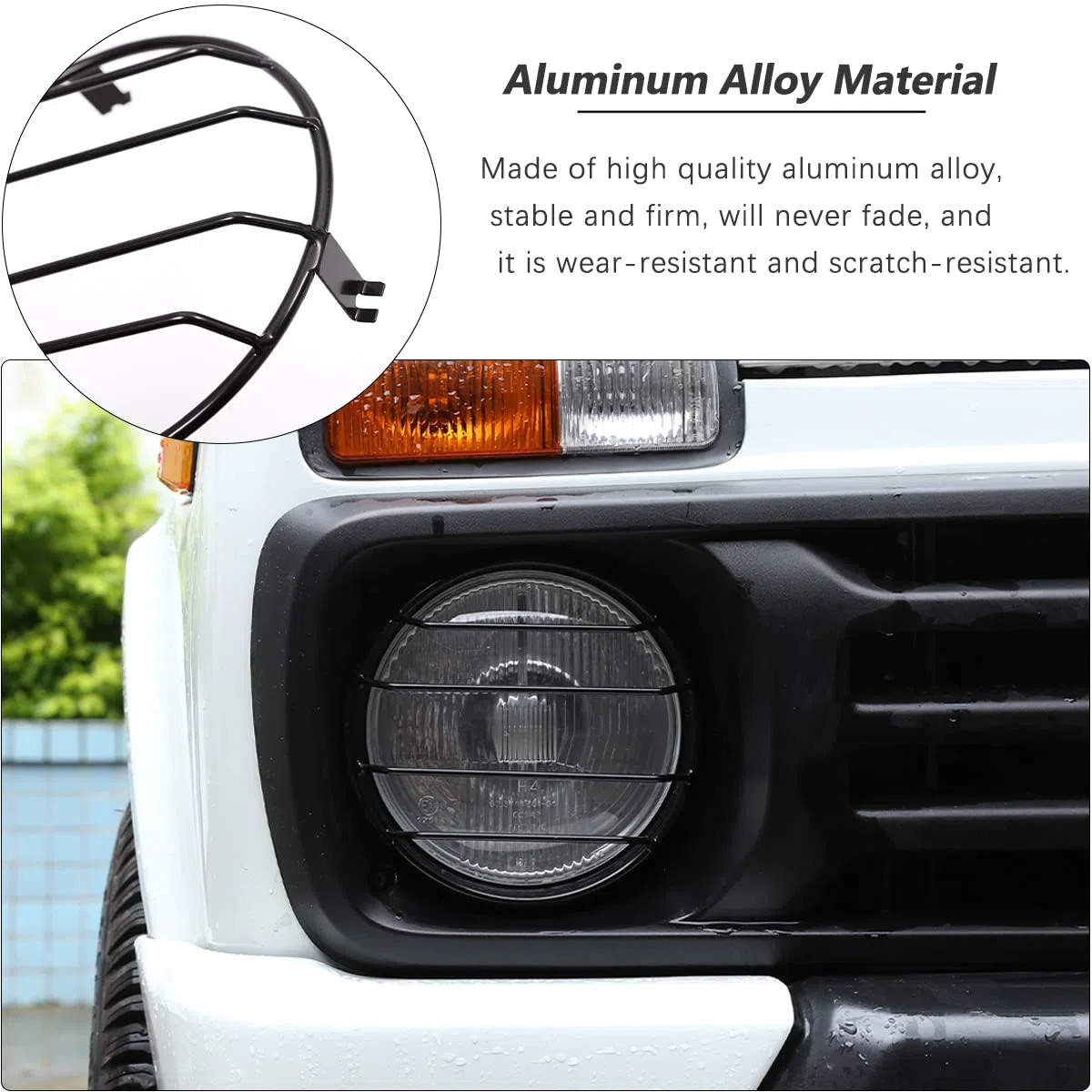 6 unids/set aleación de aluminio delantero niebla faros trasero lámpara trasera protector marco Trim cubierta para NIVA coche decoración (2 unids faro delantero)