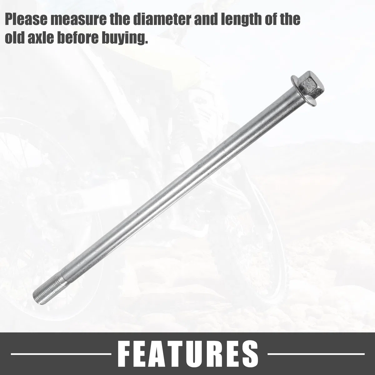 A ABSOPRO Eje de Rueda Delantera o Trasera de ATV con Casquillo y Tornillo M12 de 230mm