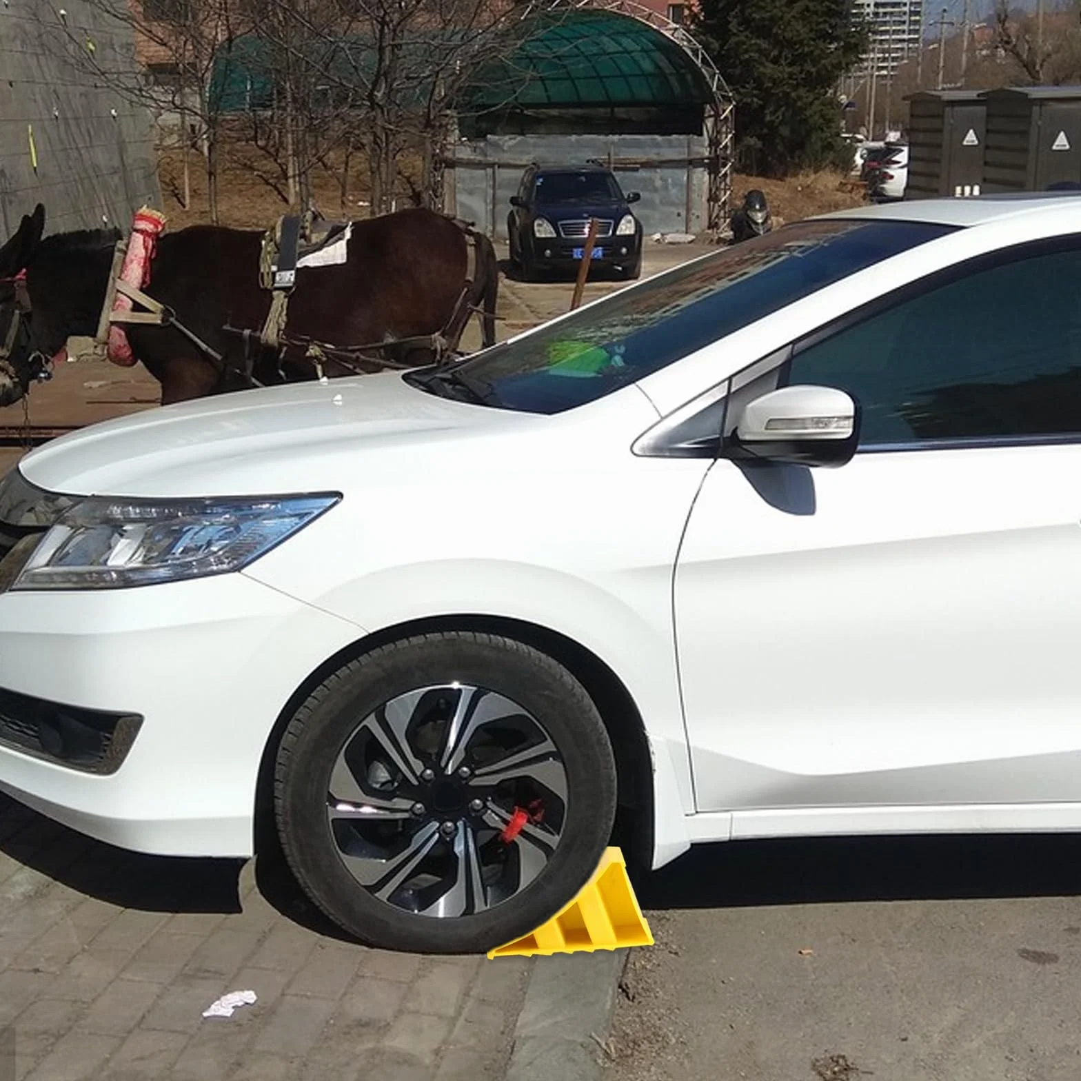 2 piezas de cuñas de rueda, protectores de neumáticos antideslizantes y topes de freno para aparcar caravana, autocaravana, moto, remolque, cuñas de rueda de coche con asa, mantiene tu coche