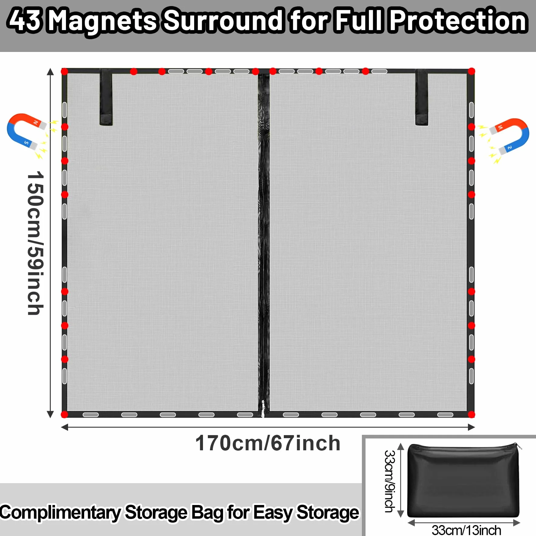 TZEKING Cortinas de Protección Solar Magnética para Automóviles, Furgonetas y Caravanas (170 * 150cm)