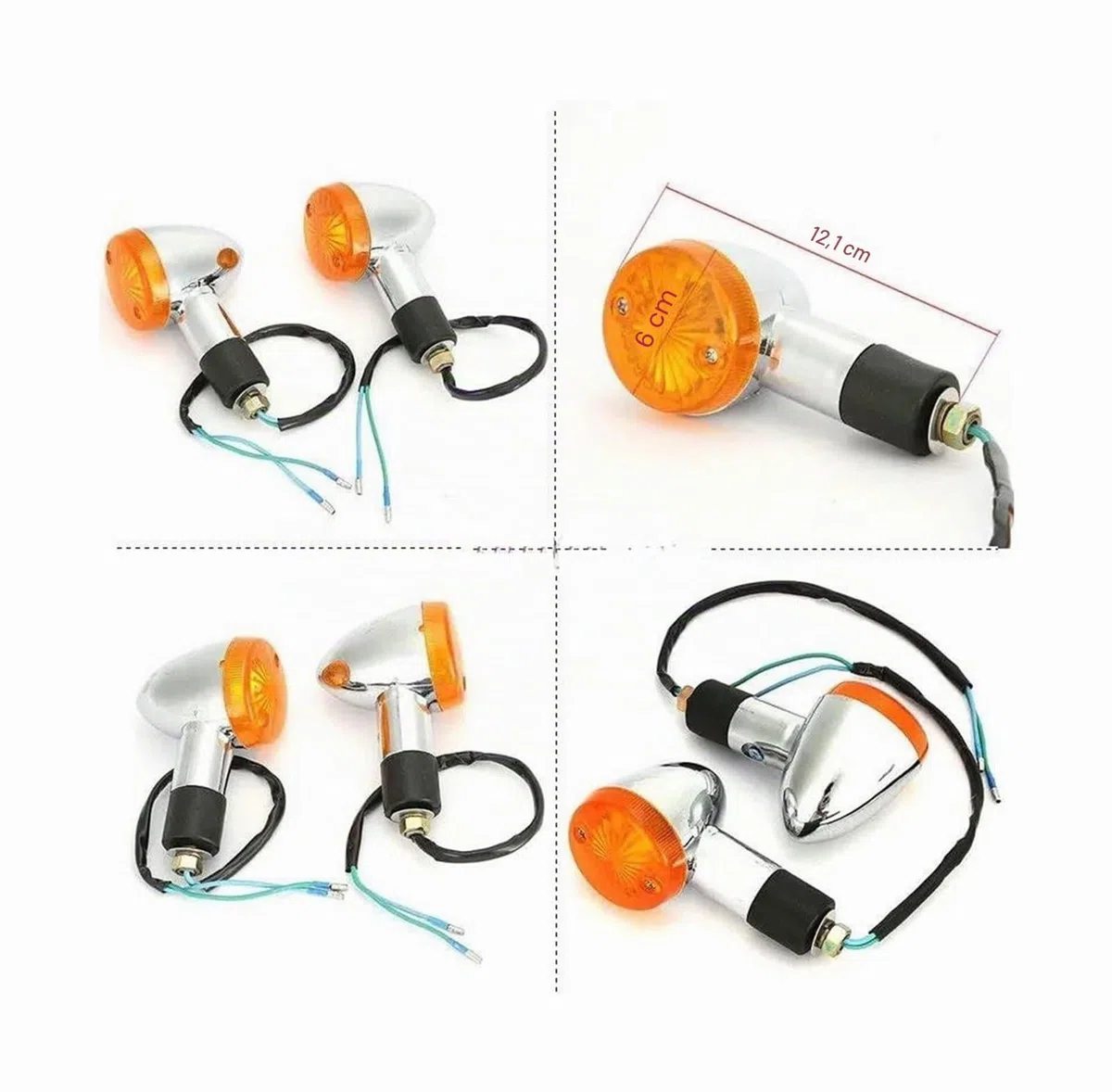 Intermitentes Moto para Kawasaki para Vulcan para VN 500 750 800 900 1500 1600 1700 2000 Indicadores Giro Luces Intermitentes Señal 2/4 Piezas Señales Motocicleta(Amber,4 PCS)