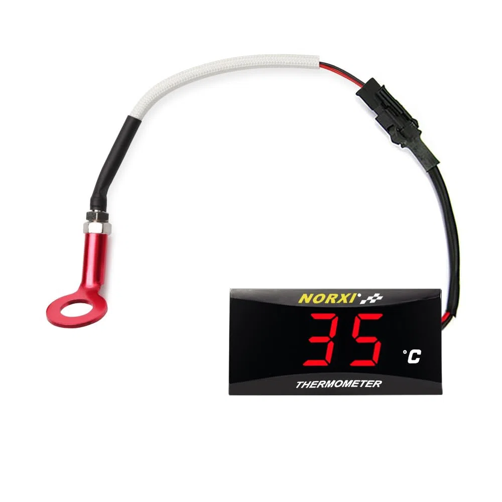 Termómetro de cabeza de cilindro norxi Termómetro del motor con adaptador de sensor de sonda de 10 mm y 14 mm (Rojo, 10 mm)