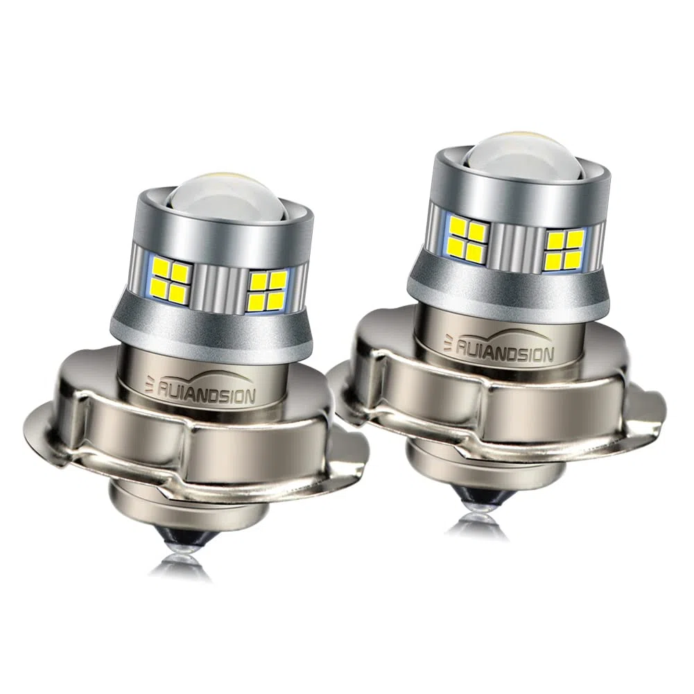 Ruiandsion 2 unids Bombilla LED P26S para Faros de Moto - Luz Blanca Superbrillante 10-30V con Lente Proyector - Chip 2016 20SMD de Alta Intensidad - Mejora la Seguridad Nocturna en Carretera