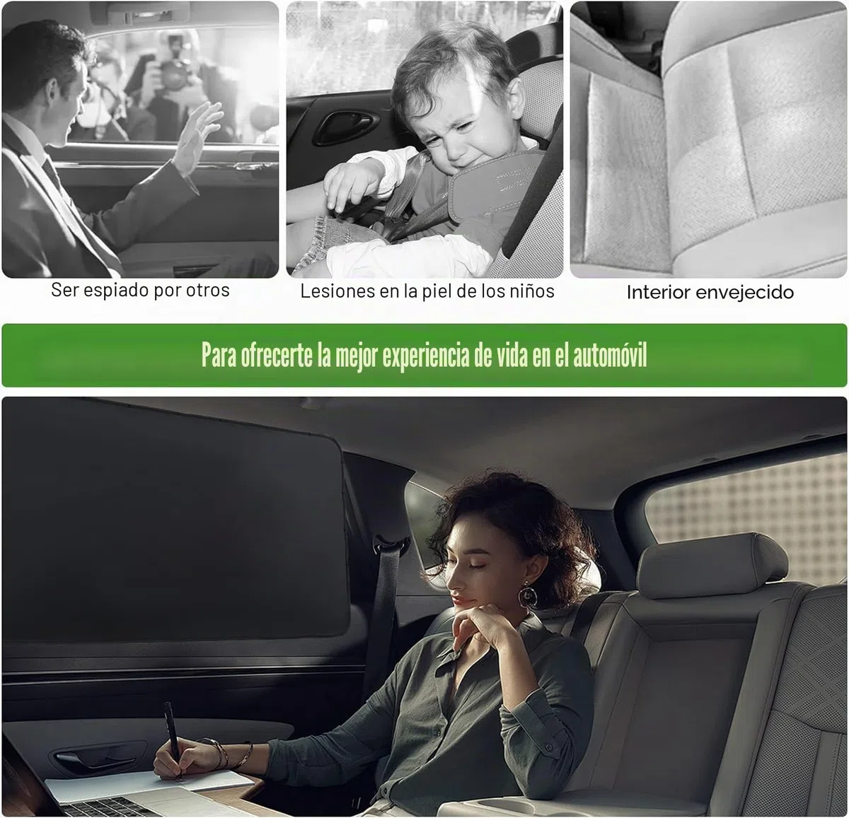 ZATOOTO Parasol Infantil Lateral - para Coche, Bebé/Niños/Mascotas/Adultos, Protección contra Rayos UV, Protección de Privacidad, Plata