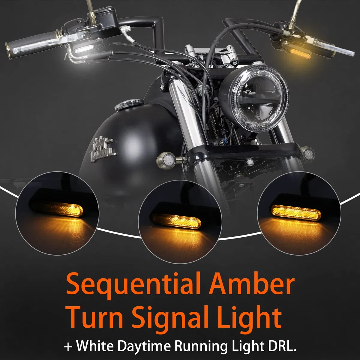 JMTBNO Intermitentes Moto de Manillar LED Mini Indicadores Luz Delantero Homologados Luz de Señal de Giro Luces de Circulación Diurna DRL 12V Aluminio M8 para Cruiser Chopper Bobber Scooter Quad