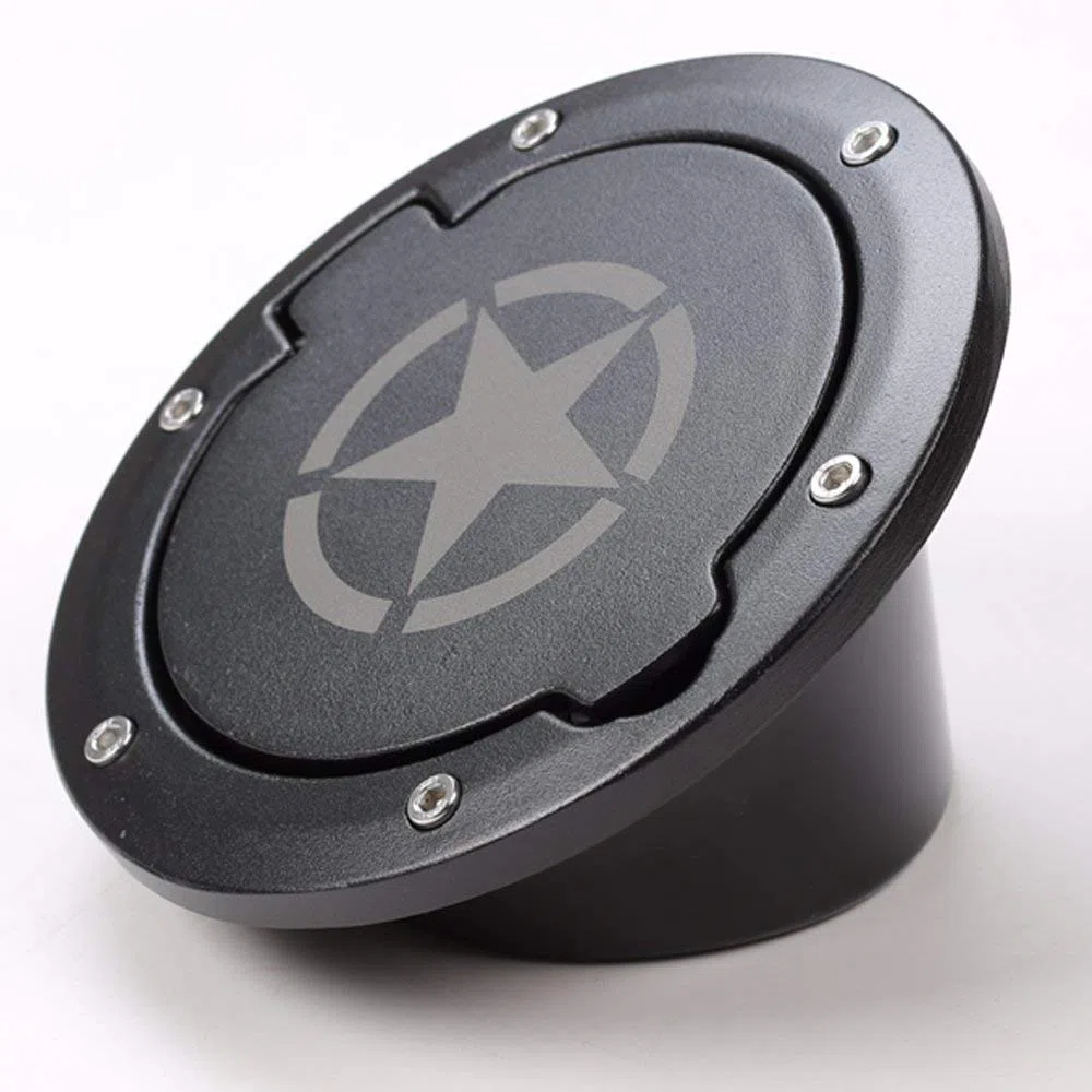 Auto Tapa de tanque de gas de plástico y aluminio, patrón de estrellas, compatible con Jeep Wrangler JK y Unlimited, modelo GC01