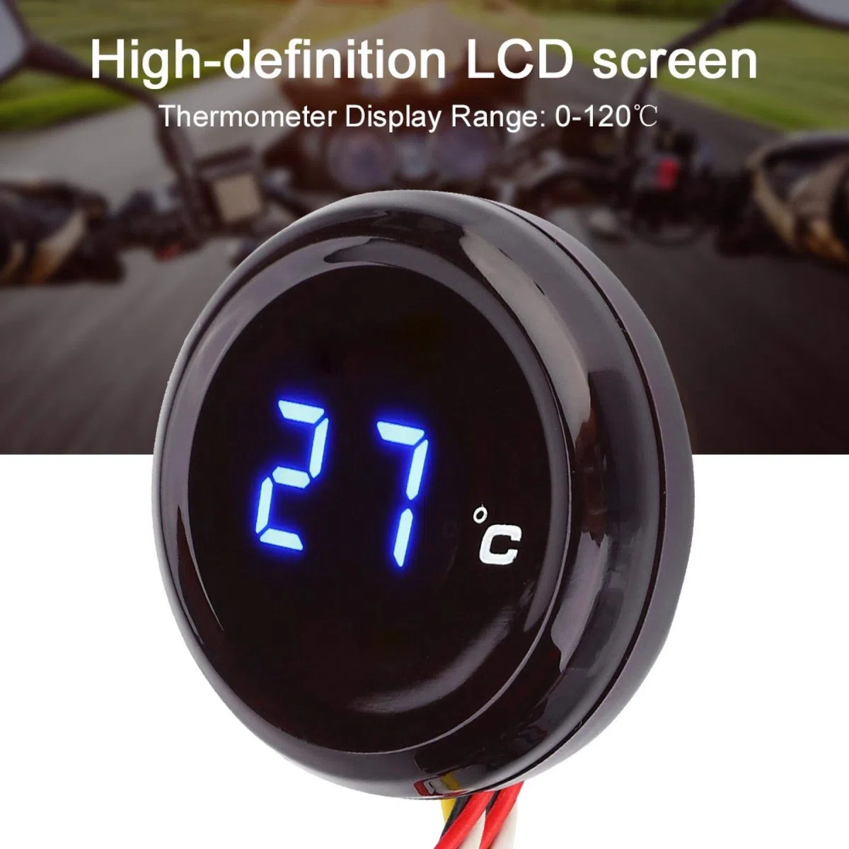 KIMISS Pantalla de termómetro digital para motocicleta Manillar Pantalla de temperatura de visión nocturna impermeable Pantalla LED para motocicleta de 12 V, carreras, scooter, etc. (Azul)