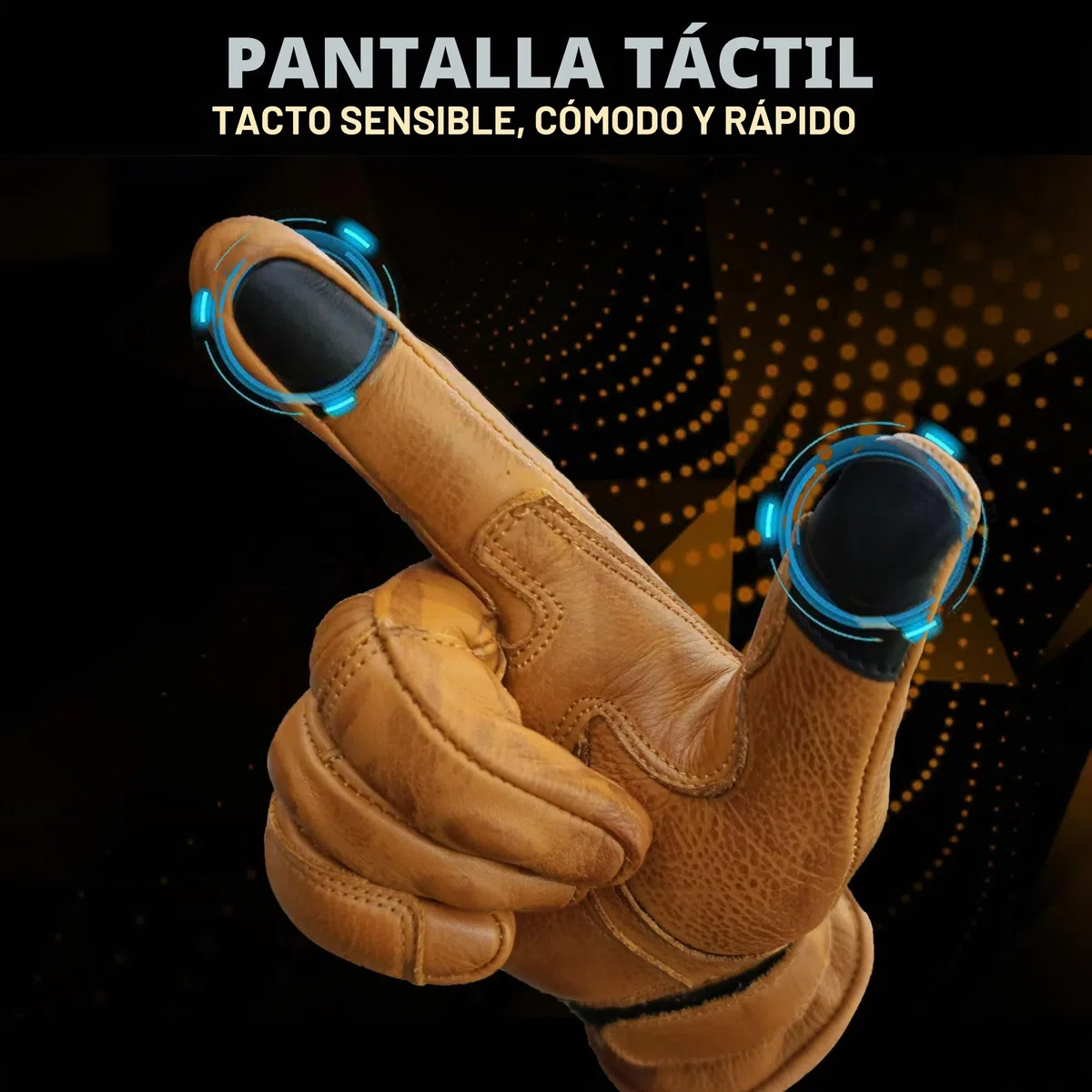 Guantes para moto de piel con protecciones CAFE RACER Chopper Custom Wax Amarillo Touch