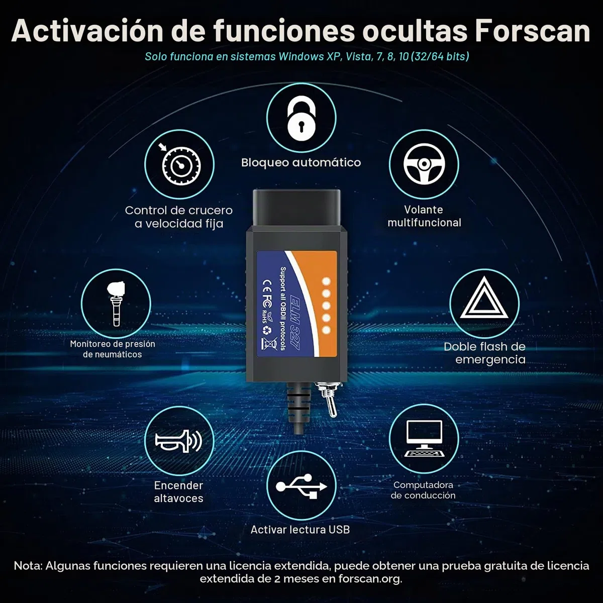 Premium Cord ELM327 - Cable USB para diagnóstico OBD-II