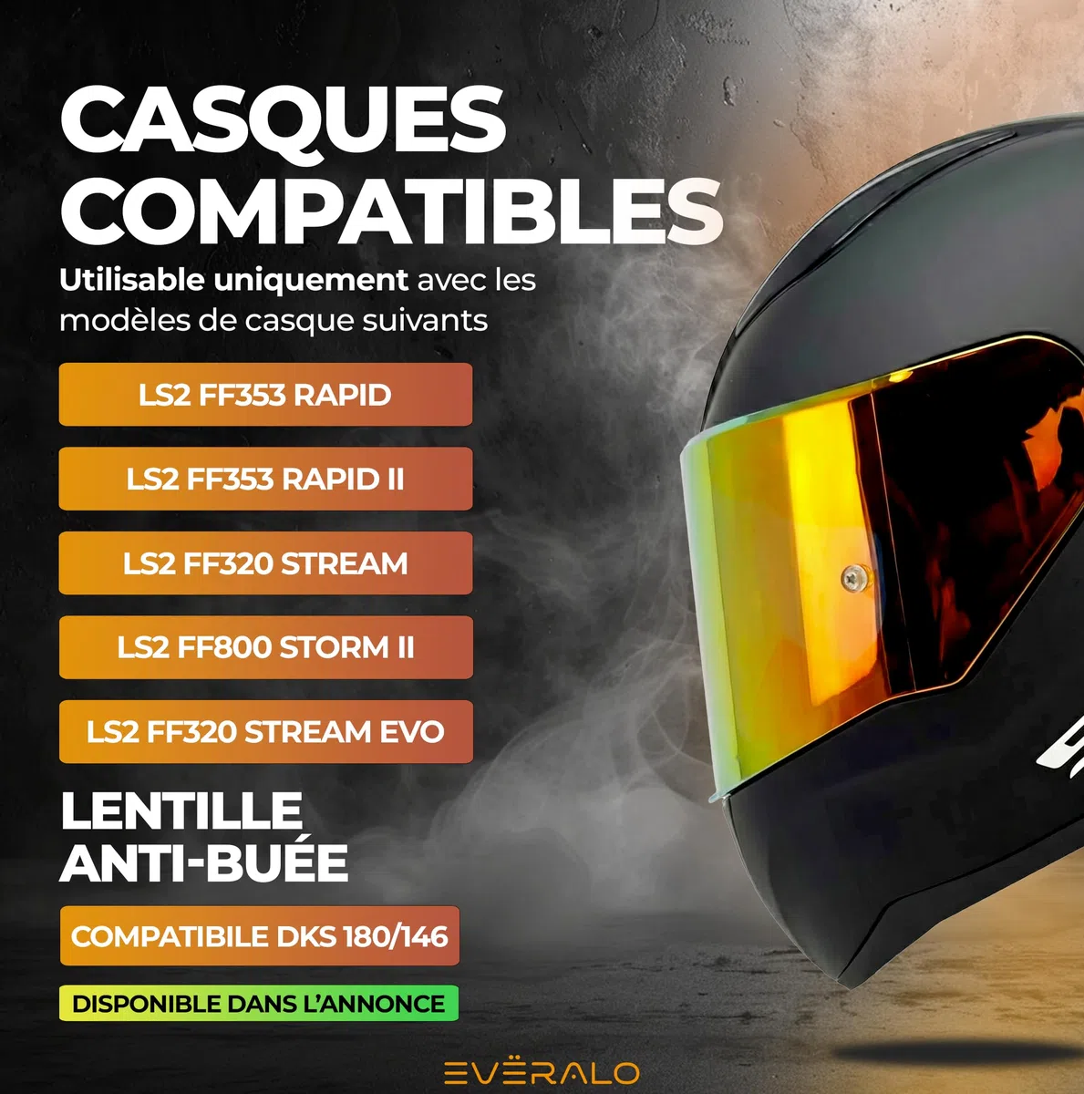 Visera compatible con LS2 FF353 Rapid - Rapid II - FF320 Stream Evo - FF800 Storm - Storm II (Rojo Cromo)