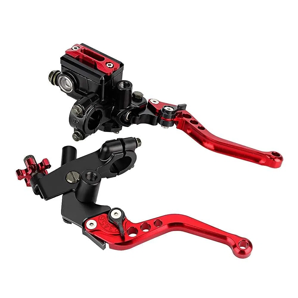 Longzhuo Palanca de Motocicleta Universal 7/8" (22 mm) - Freno y Embrague para Moto Cross 50 cc - Mango de Freno (Rojo)