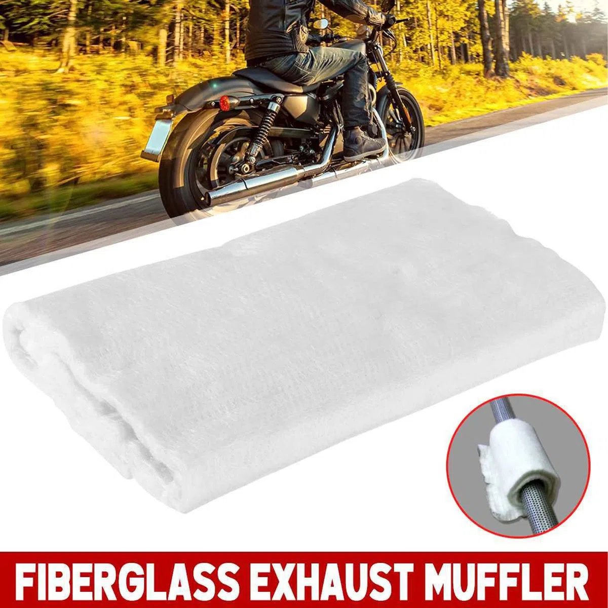 ANGGREK Fibra de Vidrio para Silenciador de Motocicleta, 2 Piezas, 35x25 Cm, Algodón Resistente Al Calor, Absorción de Sonido, para Automóvil y Bicicleta