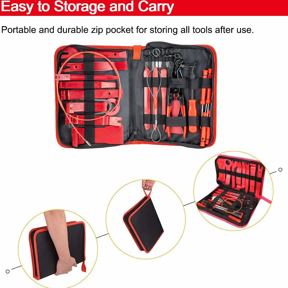 Kit Herramientas Desmontaje Interior Coche, 43Pcs Palanca de Plástico Coche para Desmontar el Salpicadero, Audio Vehículo,Interior Recubrimiento Desmontaje(Alta dureza, Pero No Daña el Coche)