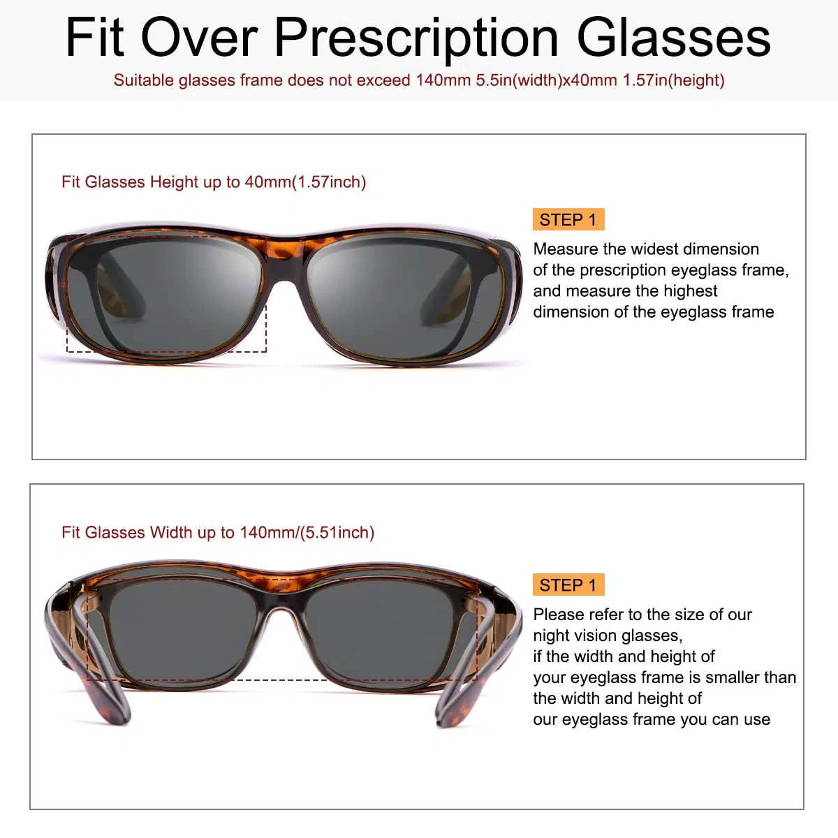 MIRYEA Gafas de visión nocturna para hombres mujeres gafas de sol polarizadas conducir ajuste envolvente sobre prescripción