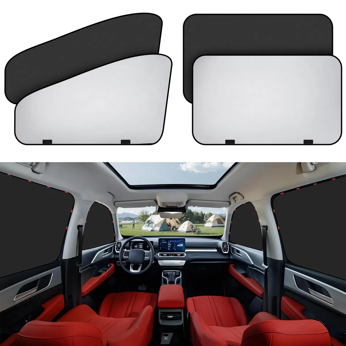XCBYT Parasol Lateral Magnético 4 Unidades, Ventanas Traseras Coche, Protector Solar, Cortinas, Oscurecedor, Protección UV y Contra el Calor