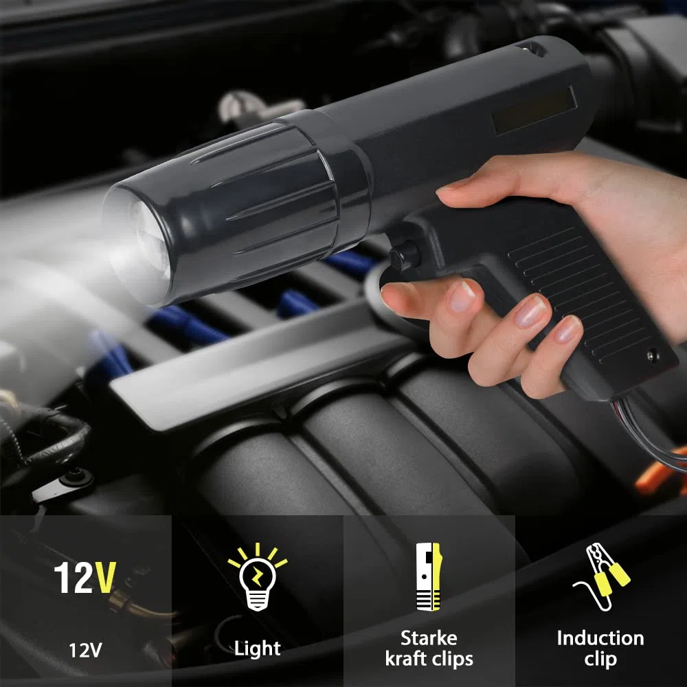 Pistola Estroboscopica 12V, Pistola Estroboscopica Coche con Pinzas Inductivas, Plástico Lámpara Estroboscópica para Coches y Motos [Clase de eficiencia energética A+]